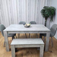 Wooden Rectangle Dining Table Sets with Set of 4 Chairs, a Bench, Grey