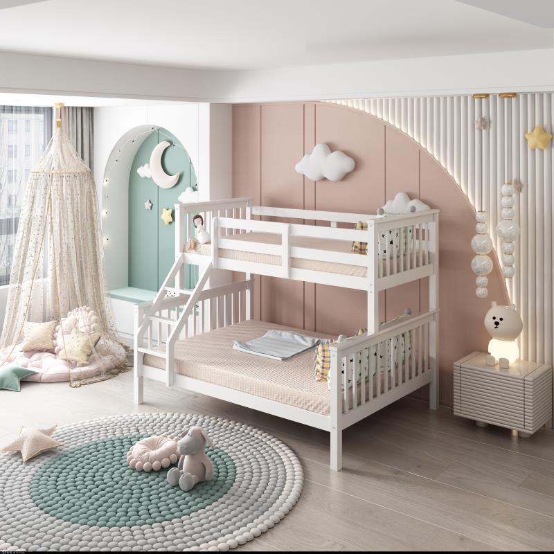 Bunk Bed 3ft Single & 4ft6 Double Wooden Children Bedroom Furniture with Mattress Options