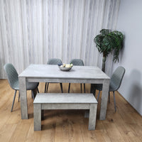Wooden Rectangle Dining Table Sets with Set of 4 Chairs, a Bench, Grey