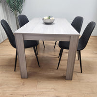 Dining Table and 4 Chairs 4  Black Leather Chairs Wood Dining Set Furniture
