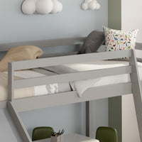 Mid Sleeper Bed with Slide for Kids Grey 3ft Single Pine Wood Customisable Bedroom