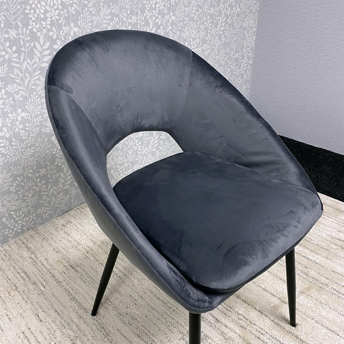 Grey Velvet Dining Chairs Set of 4 Modern Metal Legs for Living Room and Office