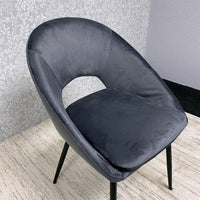 Grey Velvet Dining Chairs Set of 4 Modern Metal Legs for Living Room and Office