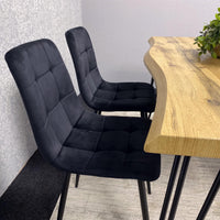 Wooden Dining Table and 6 Black Velvet Chairs - Stylish Dining Room Furniture