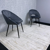 Set of 2 Grey Velvet Dining Chair Modern Metal Legs for Living Room and Office