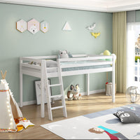 Mid sleeper Bed kids white 3ft single wooden childrens bedroom furniture