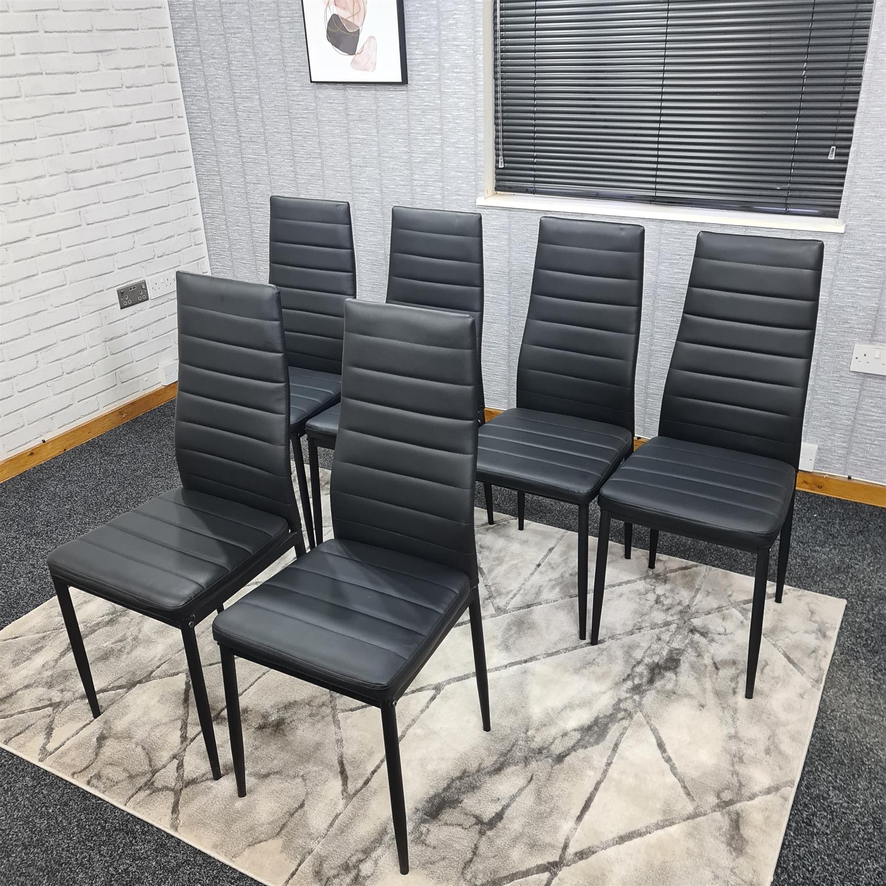 Dining Chairs Set of 6 Black Leather Kitchen Chairs