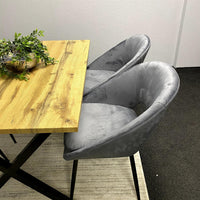 Brown Wooden Dining Table with 4 Grey Chairs - Dining Kitchen Room Furniture