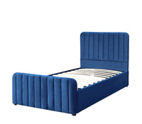 Ottoman Gas Lift Storage Bed 4ft6 Double Blue Velvet Bedroom Furniture