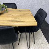 Wooden Dining Table and 6 Black Velvet Chairs - Stylish Dining Room Furniture