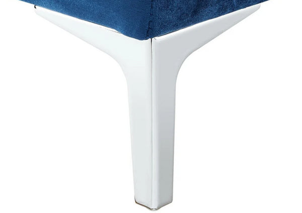 Modern One Seater Sofa Blue Fabric with Chrome Feet - Comfortable Couch with Cushion for Living Room, Bedroom or Office