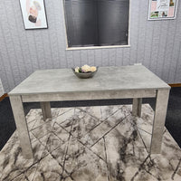 Dining Table and 4 Chairs Stone Grey Effect Wood Table 4 Colourful Plastic Leather Chairs Dining Room