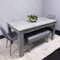 Grey Wooden Dining Table Set with 2 Grey Chairs and 2 Benches - Dining Furniture