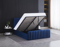 Ottoman Gas Lift Storage Bed 4ft Small Double with 1 Mattress Blue Velvet Bedroom