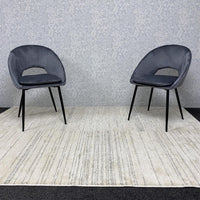 Set of 2 Grey Velvet Dining Chair Modern Metal Legs for Living Room and Office