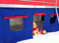 Mid Sleeper Grey Bed 3ft Single with Blue Red Tent for Kids - Metal Durable, and Customizable for Kids