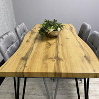Wooden Dining Table and 4 Grey Velvet Chairs - Stylish Dining Room Furniture