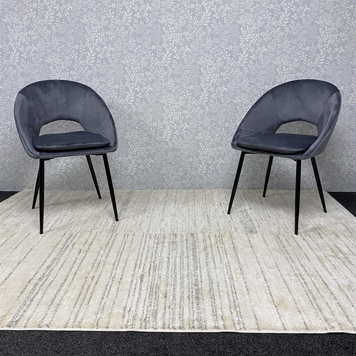Wooden Dining Table with 1 Bench and 2 Grey Velvet Chairs – Stylish Dining Room Set with Metal Legs