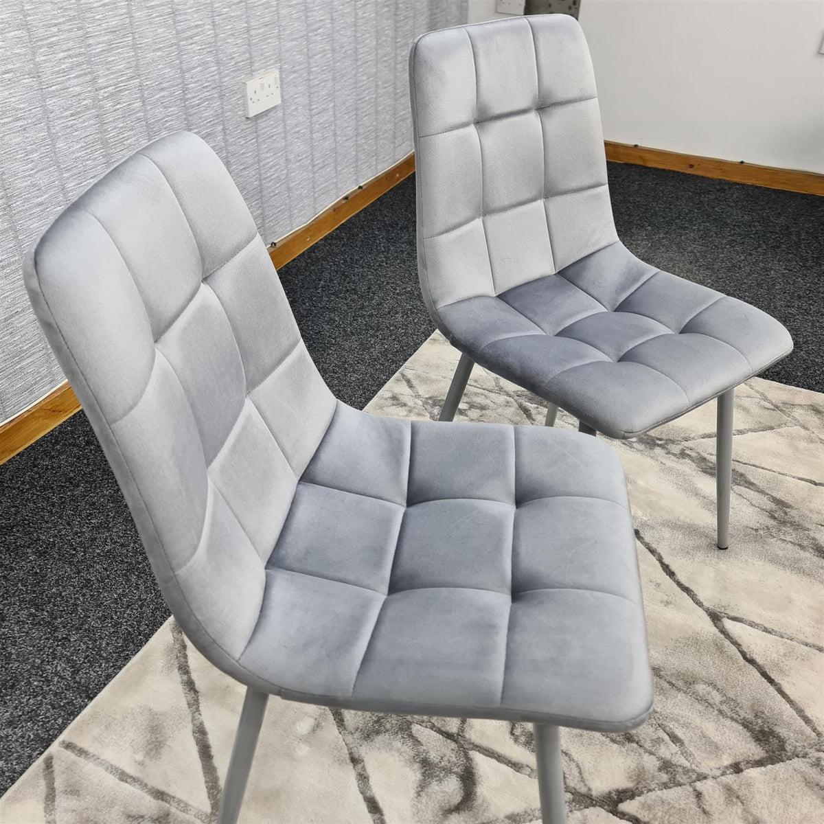 Dining Table and 2 Chairs With Bench Dark Grey Table 2 Grey Velvet Chairs Wood Table Dining Set Furniture
