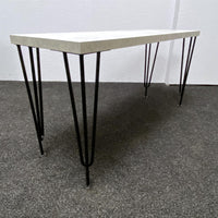 Grey Dining Table with Hairpin Legs, Bench & 4 Grey Velvet Chairs Set for Kitchen & Dining Room