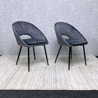 Set of 2 Grey Velvet Dining Chair Modern Metal Legs for Living Room and Office