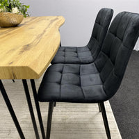 Wooden Dining Table and 6 Black Velvet Chairs - Stylish Dining Room Furniture