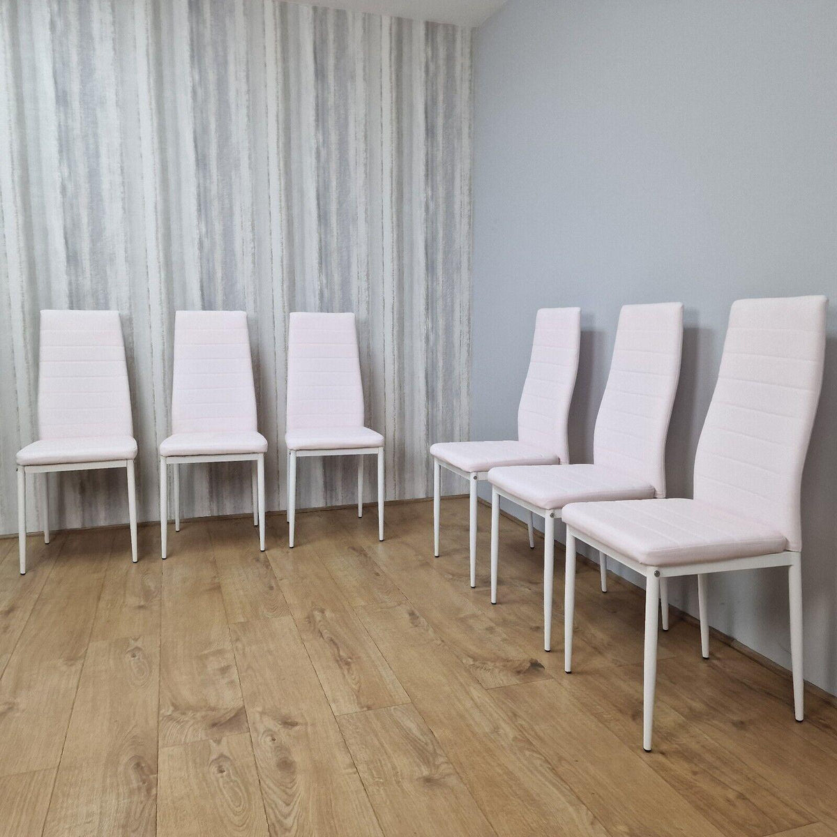 Dining Chairs Set of 6 Pink Leather Kitchen Chairs