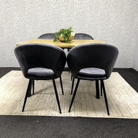 Brown Wooden Dining Table with 4 Grey Chairs - Dining Kitchen Room Furniture