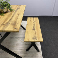 Brown Wooden Dining Table with 2 Grey Chairs and Bench - Dining Kitchen Room Furniture