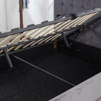 Ottoman Bed Gas Lift Storage Grey 4ft6 Double Cushioned Velvet Bedroom
