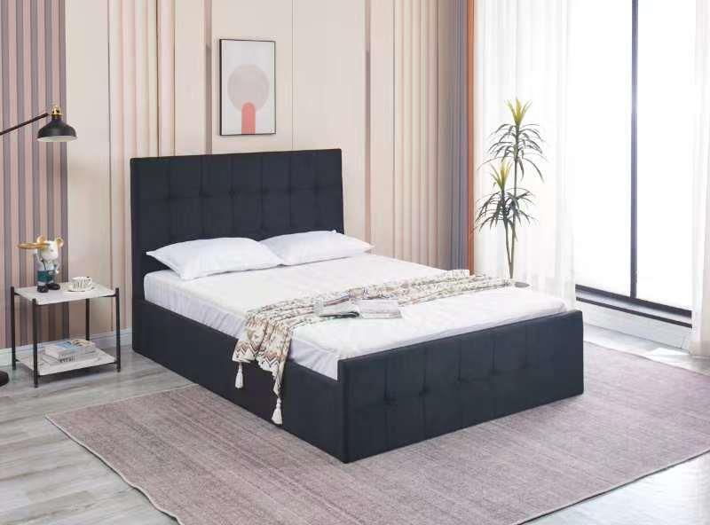 Ottoman Storage Bed black 3ft single velvet cushioned bedroom
