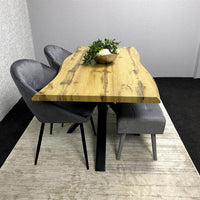 Black Marble Effect Dining Table with 6 Tufted Black Velvet Chairs – Tempered Glass Top with Metal Legs – Elegant Modern Dining Room Furniture Set