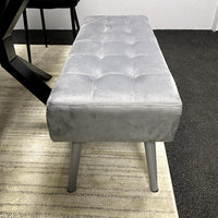 Wood Dining Set with Velvet Chairs & Grey Velvet Bench