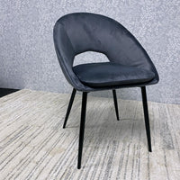 Grey Velvet Dining Chairs Set of 4 Modern Metal Legs for Living Room and Office