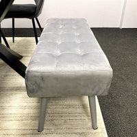 MDF Dining Set with Grey Velvet Chairs & Tufted Velvet Bench