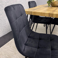 Wooden Dining Table and 6 Black Velvet Chairs - Stylish Dining Room Furniture