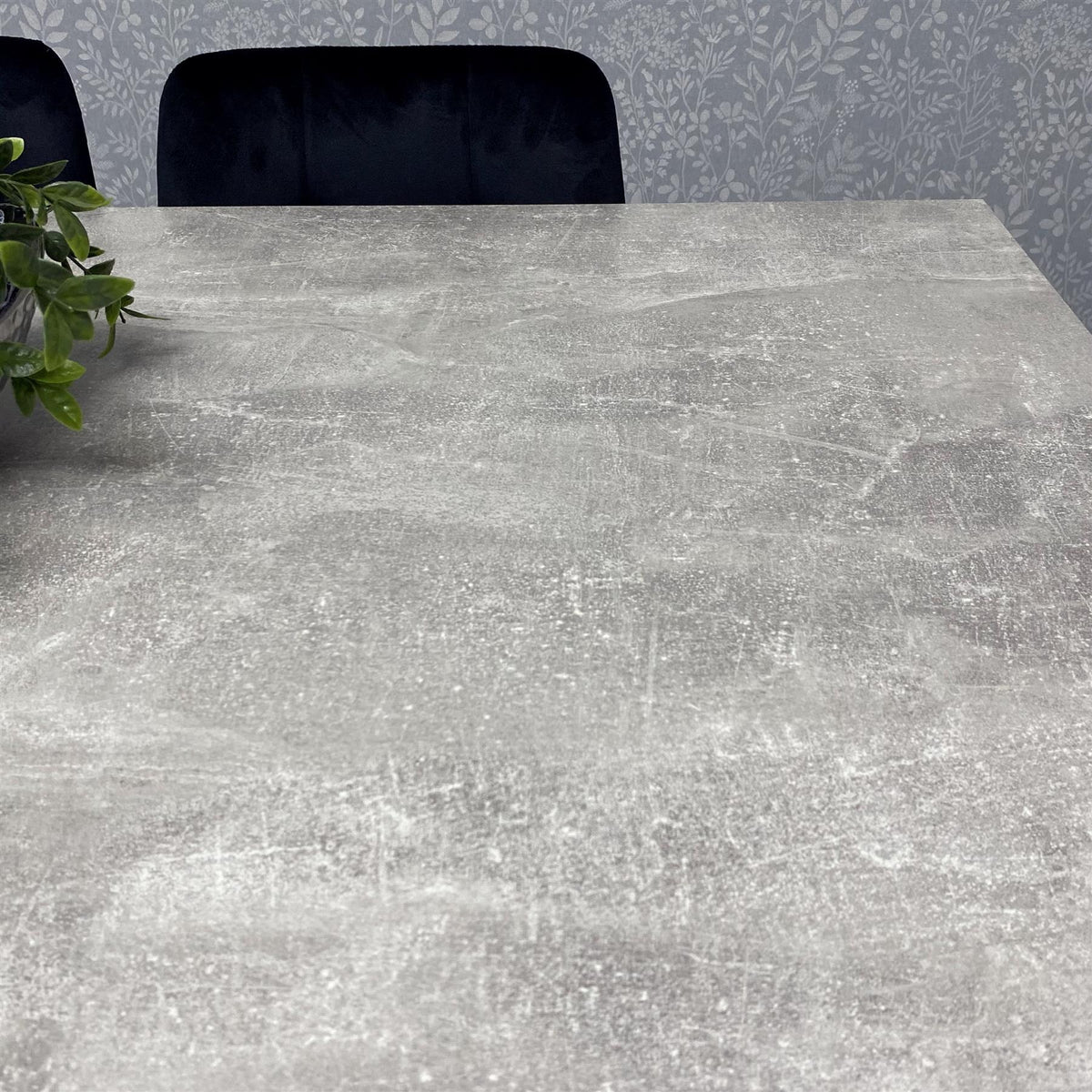 Grey Dining Table with Hairpin Legs, Bench & 4 Black Velvet Chairs Set for Kitchen & Dining Room