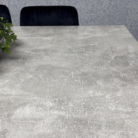 Grey Dining Table with Hairpin Legs, Bench & 4 Black Velvet Chairs Set for Kitchen & Dining Room