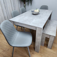 Wooden Rectangle Dining Table Sets with Set of 4 Chairs, a Bench, Grey
