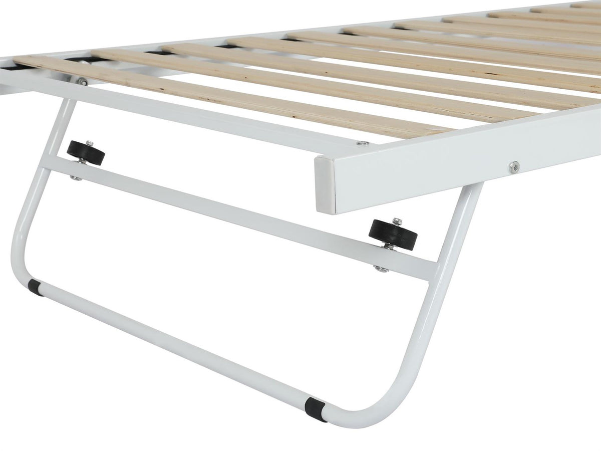 Daybed Trundle Frame Metal 3ft Single with 1 Mattress Day Bed Guest Room Bedroom Living Room