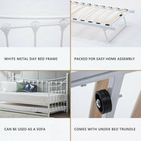 Daybed Without Trundle white 3ft single bed and 1 spring mattress metal bedroom living room