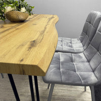 Wooden Dining Table and 4 Grey Velvet Chairs - Stylish Dining Room Furniture