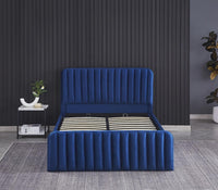 Ottoman Gas Lift Storage Bed 4ft6 Double with 1 Mattress Blue Velvet Bedroom