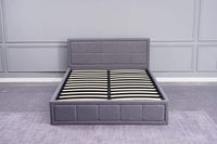 Ottoman Storage Bed 3ft Single Grey Wooden Fabric Bedroom