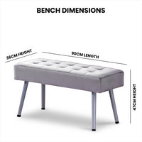 Dining Table and 2 Benches Oak Effect Wood Table 2 Grey Velvet Benches Dining Room