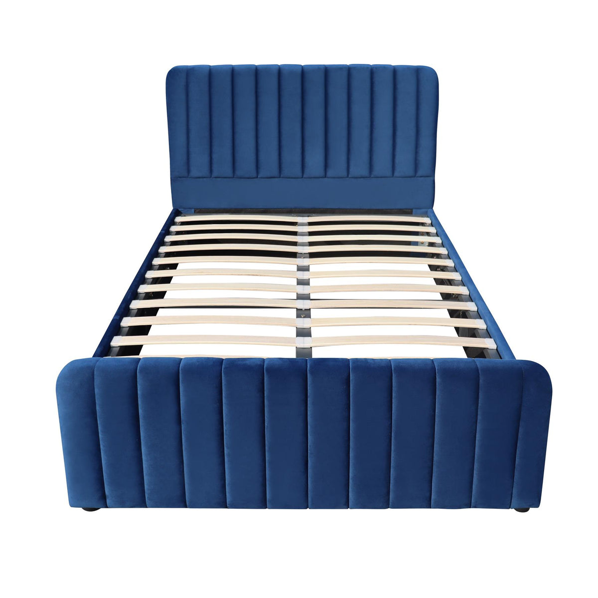 Ottoman Gas Lift Storage Bed 4ft6 Double Blue Velvet Bedroom Furniture