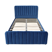 Ottoman Gas Lift Storage Bed 4ft6 Double Blue Velvet Bedroom Furniture
