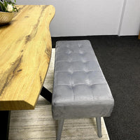 Wood Dining Set with Tufted Velvet Chairs & Grey Velvet Bench