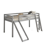Mid Sleeper Bed with Slide for Kids Grey 3ft Single Pine Wood Customisable Bedroom