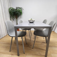 Glass Dining table and 4 grey leather chairs  Grey Glass Table And 4 Chairs kitchen dining room furniture